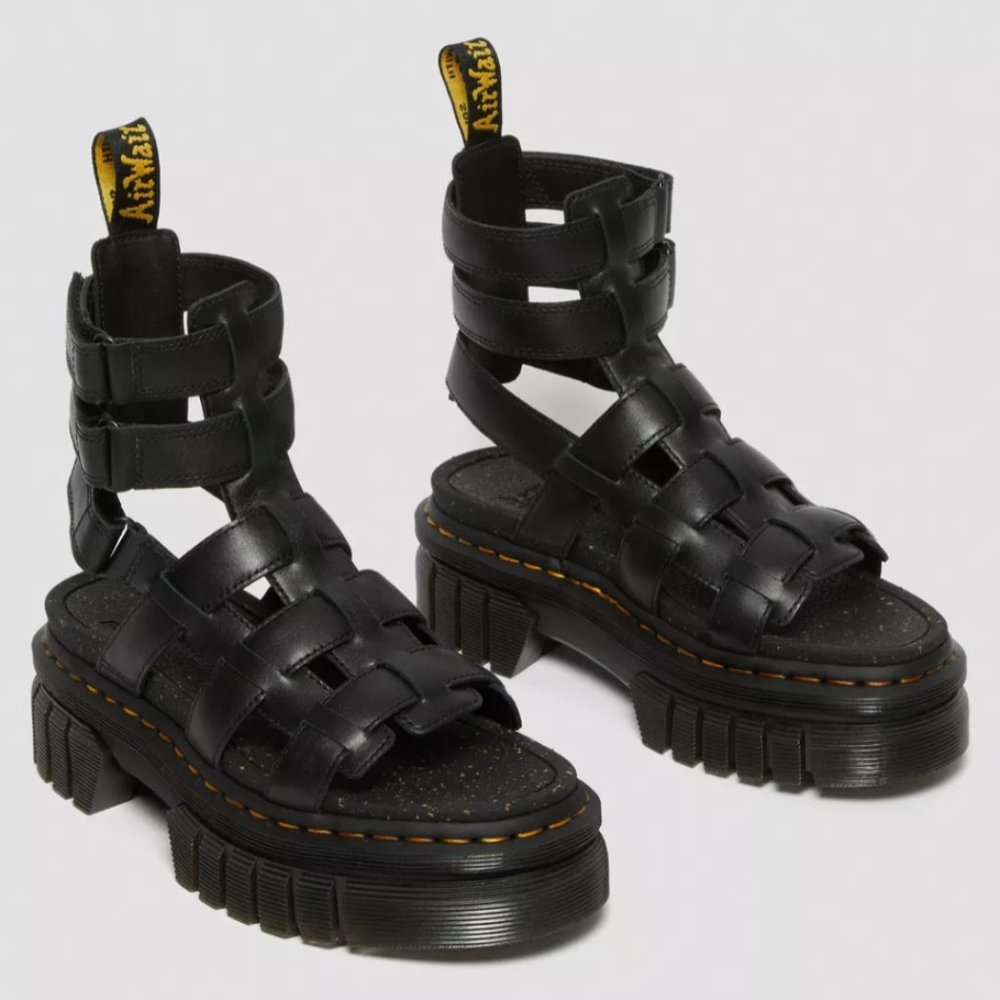 DR. DOC MARTENS RICKI NAPPA LUX LEATHER PLATFORM GLADIATOR SANDALS 27402001